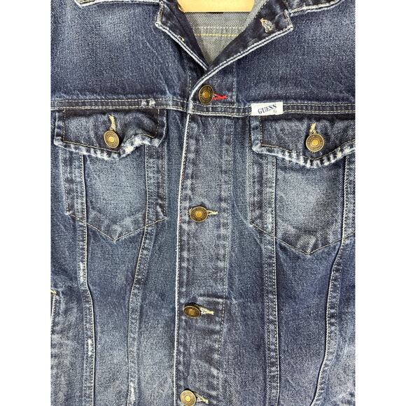Guess Dillon Jean Jacket, Men's, Wild Horses on Back, Medium, Denim - Picture 6 of 14